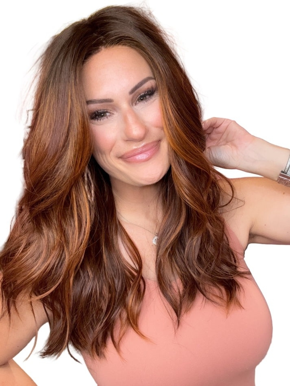 Rich Auburn Layered Luxury Wig - Ember Glow Brand New